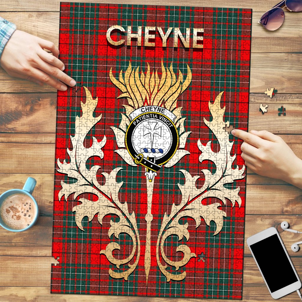 Cheyne Tartan Crest Thistle Jigsaw Puzzles