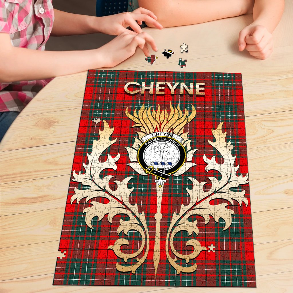 Cheyne Tartan Crest Thistle Jigsaw Puzzles