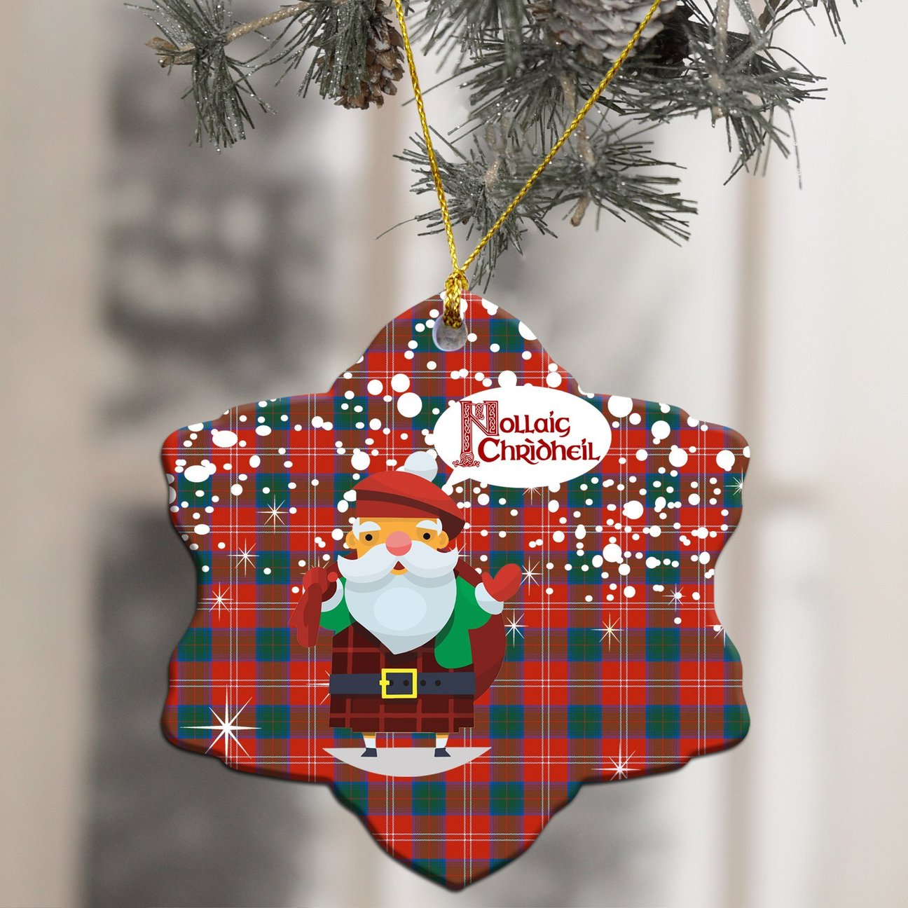 Chisholm Ancient Tartan Christmas Ceramic Ornament - Santa Style
