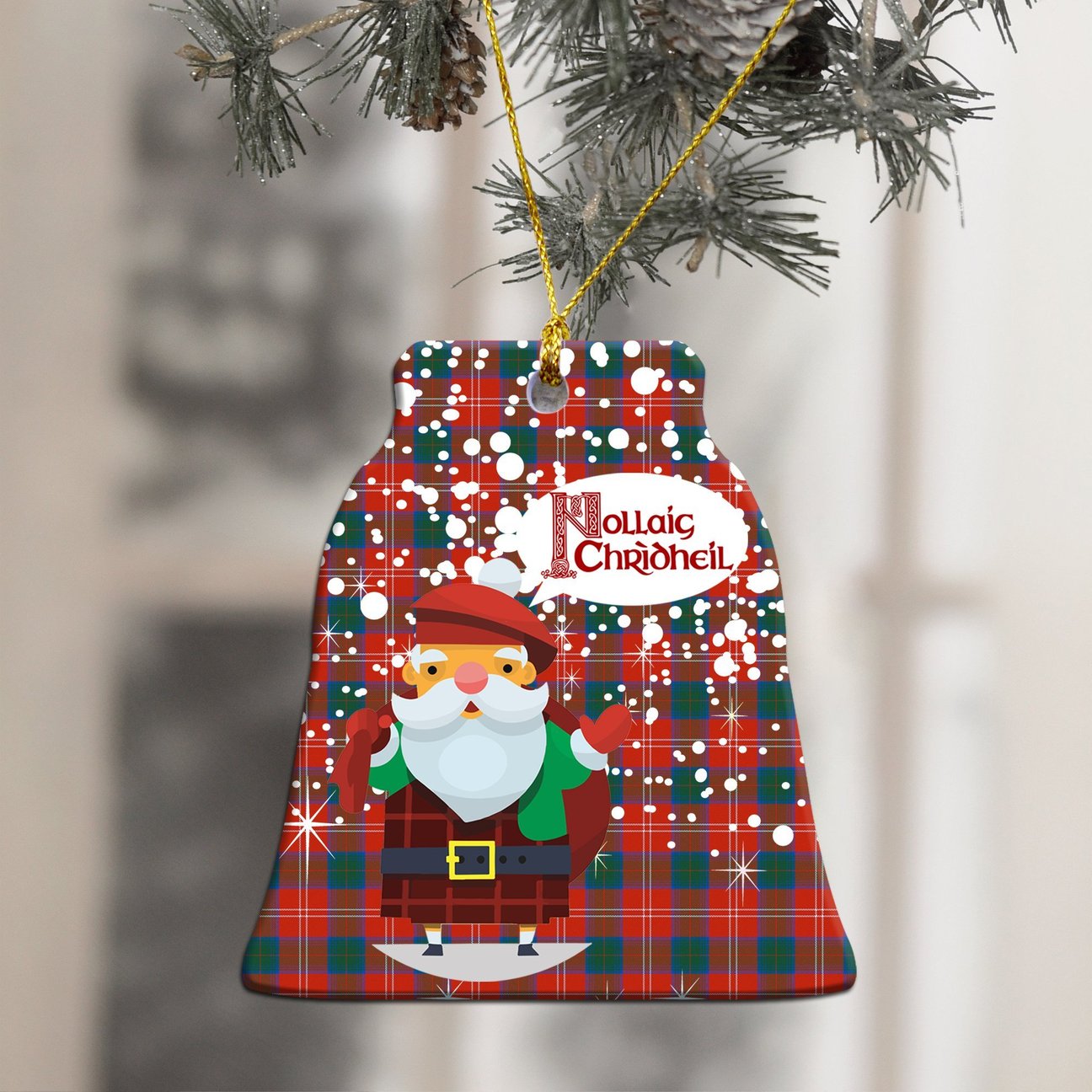 Chisholm Ancient Tartan Christmas Ceramic Ornament - Santa Style
