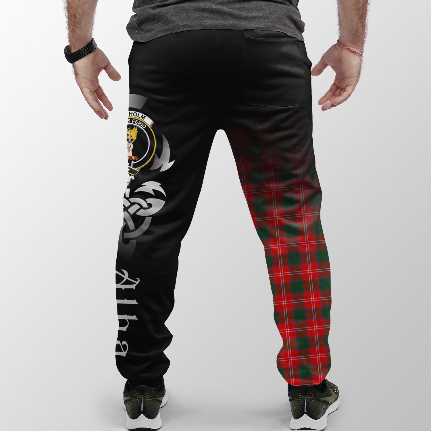 Chisholm Modern Tartan Crest Jogger Sweatpants - Alba Celtic Style