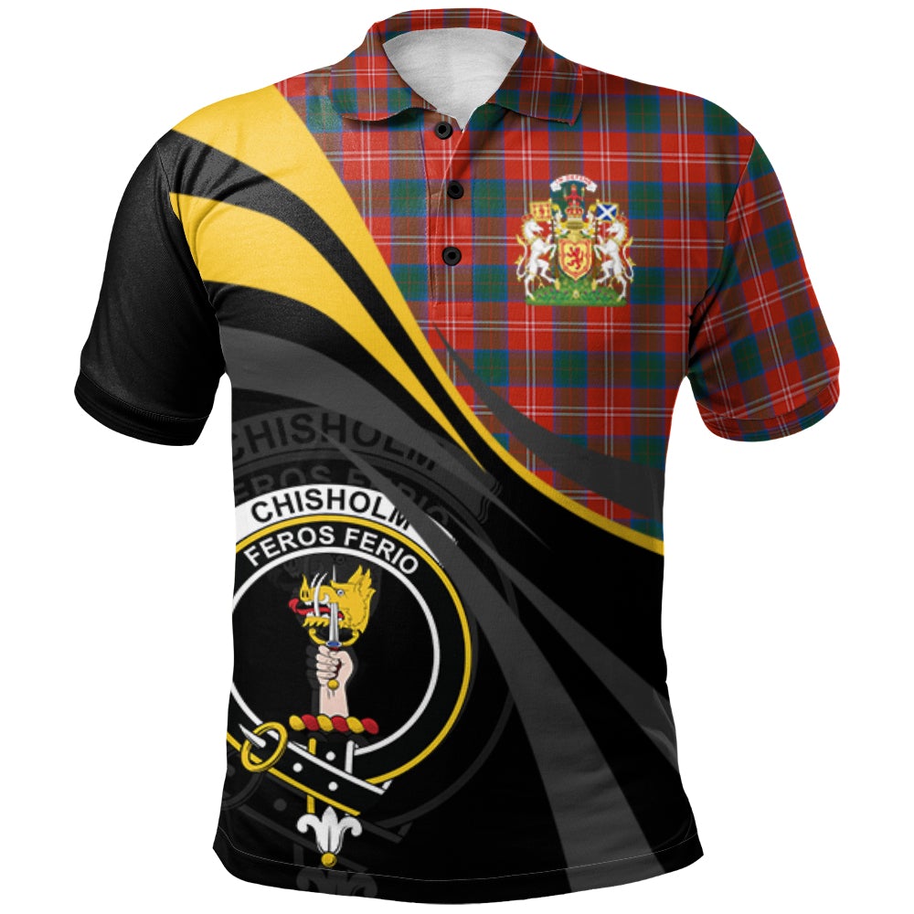 Chisholm Ancient Tartan Polo Shirt - Royal Coat Of Arms Style