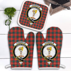 Chisholm Ancient Tartan Crest Oven Mitt And Pot Holder (2 Oven Mitts + 1 Pot Holder)