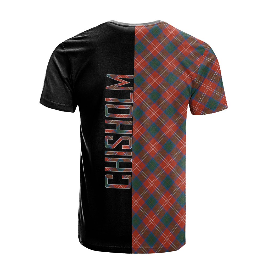 Chisholm Ancient Tartan T-Shirt Half of Me - Cross Style