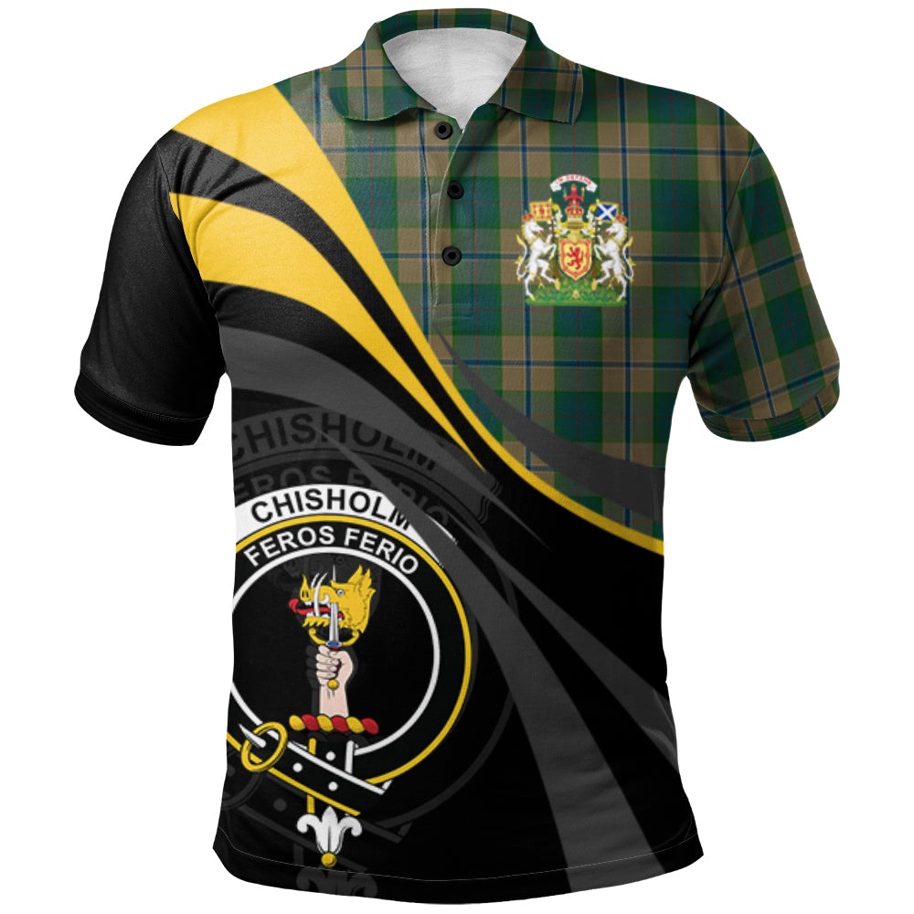 Chisholm Colonial Tartan Polo Shirt - Royal Coat Of Arms Style