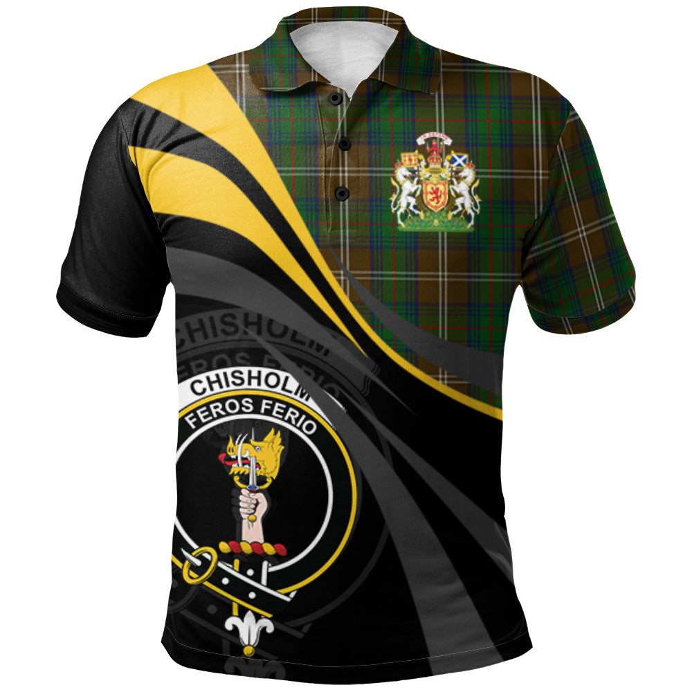 Chisholm Hunting Tartan Polo Shirt - Royal Coat Of Arms Style