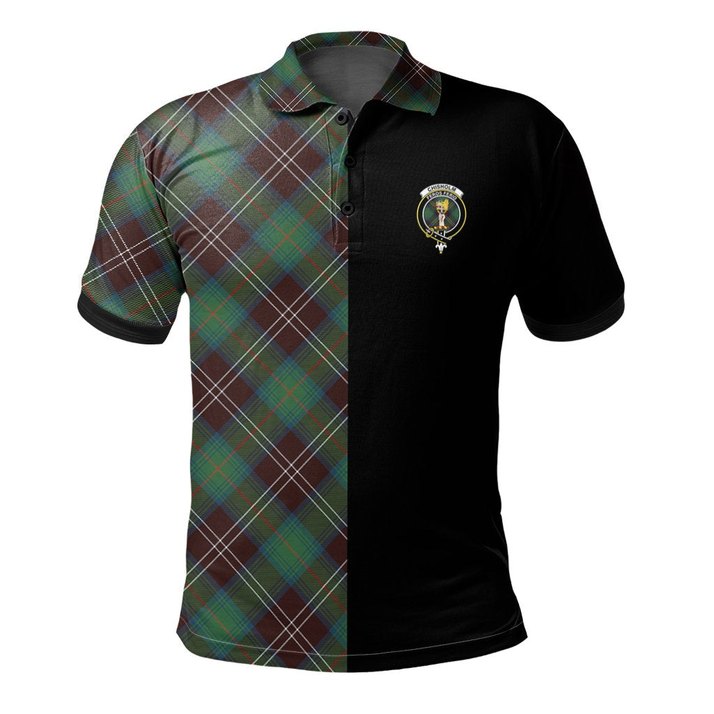 Chisholm Hunting Ancient Tartan Polo Shirt Half of Me - Cross Style