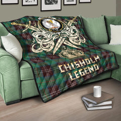 Chisholm Hunting Ancient Tartan Crest Legend Gold Royal Premium Quilt
