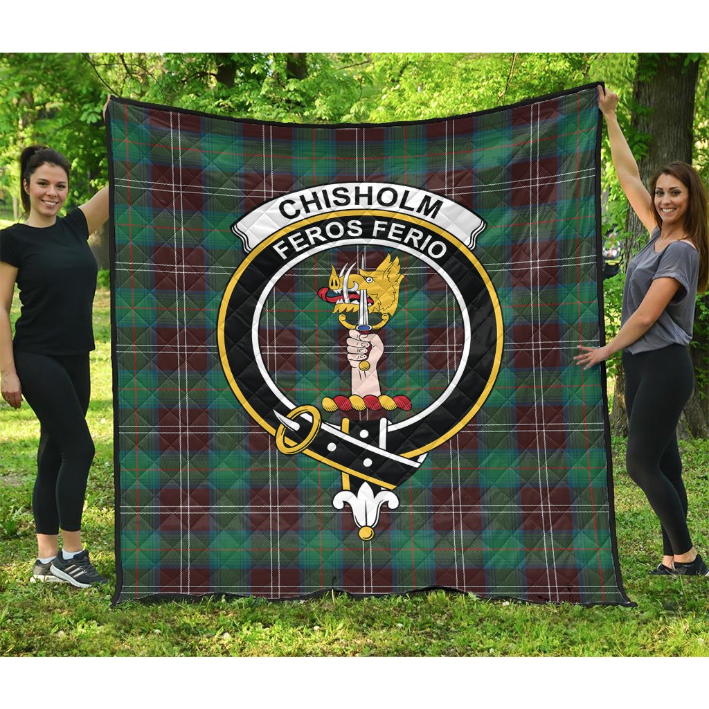 Chisholm Hunting Ancient Tartan Crest Quilt