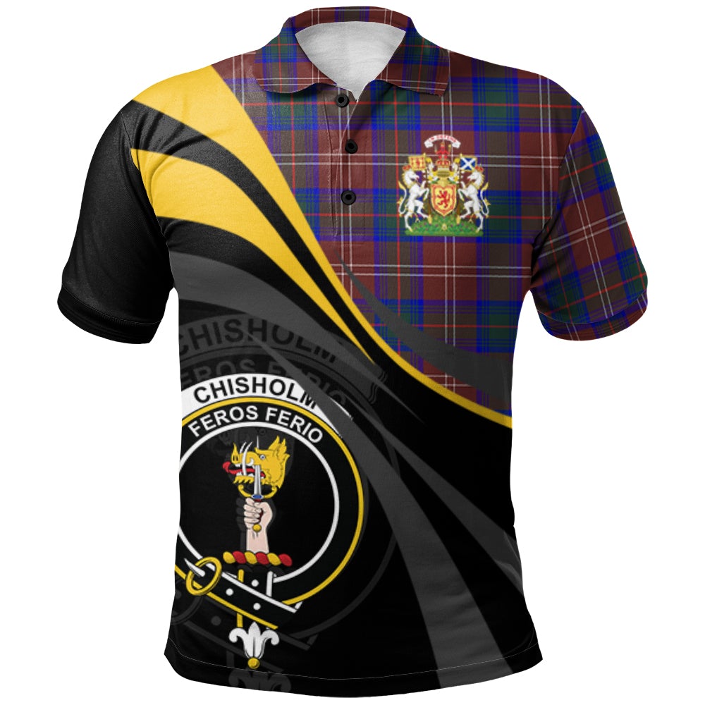 Chisholm Hunting Modern Tartan Polo Shirt - Royal Coat Of Arms Style