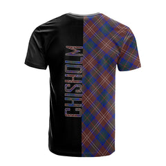 Chisholm Hunting Modern Tartan T-Shirt Half of Me - Cross Style
