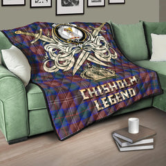 Chisholm Hunting Modern Tartan Crest Legend Gold Royal Premium Quilt