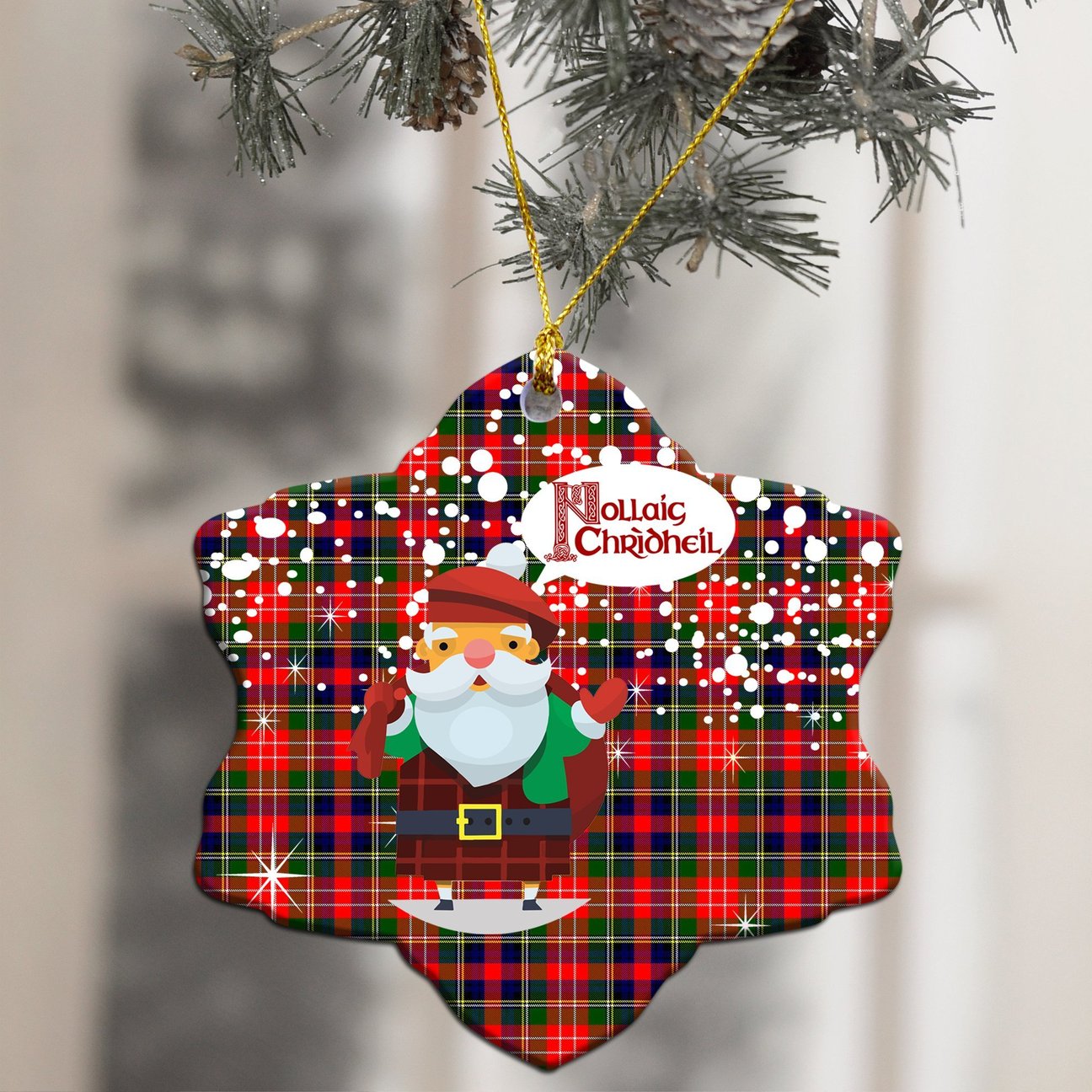 Christie Tartan Christmas Ceramic Ornament - Santa Style