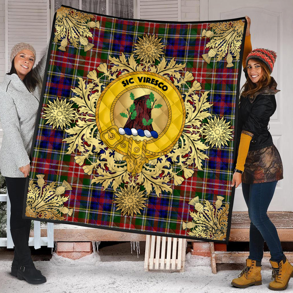 Christie Tartan Crest Premium Quilt - Gold Thistle Style