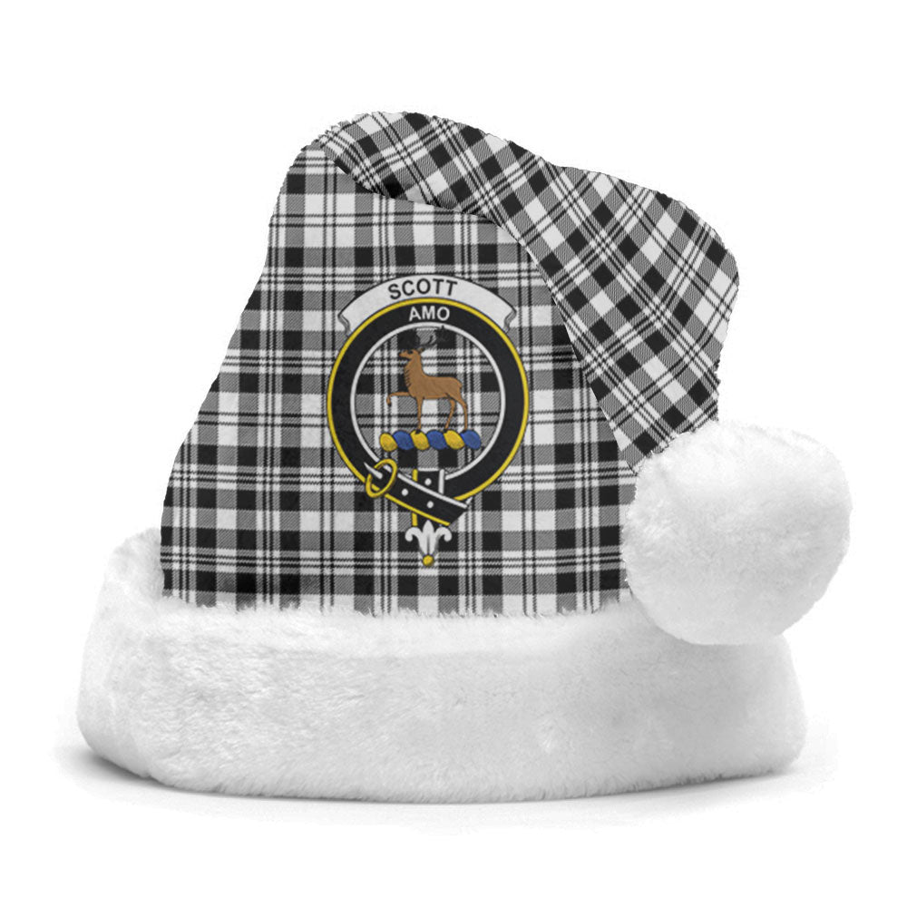 Scott Black & White Modern Tartan Crest Christmas Hat