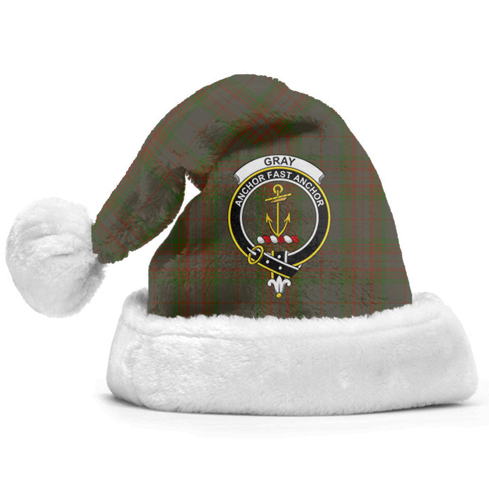 Gray Tartan Crest Christmas Hat