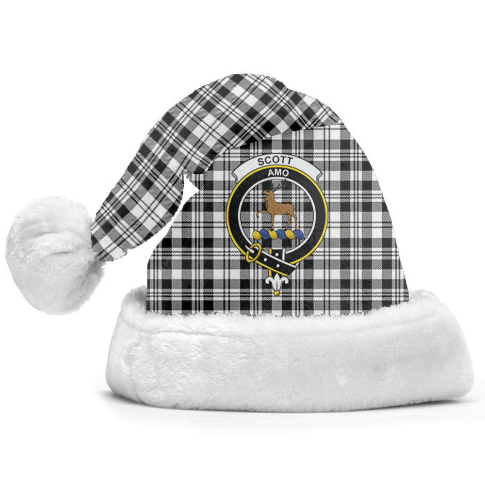 Scott Black & White Modern Tartan Crest Christmas Hat