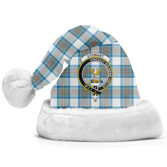 Stewart Muted Blue Tartan Crest Christmas Hat