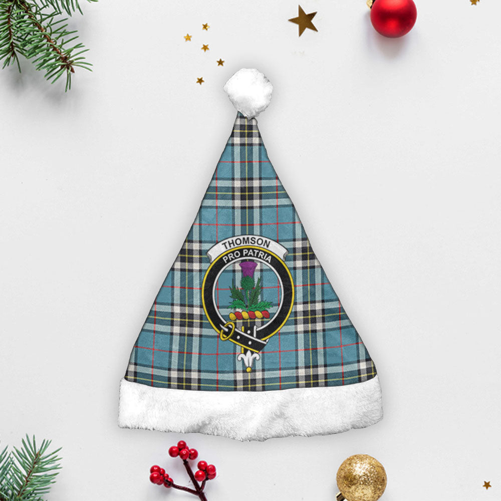 Thomson Blue Tartan Crest Christmas Hat