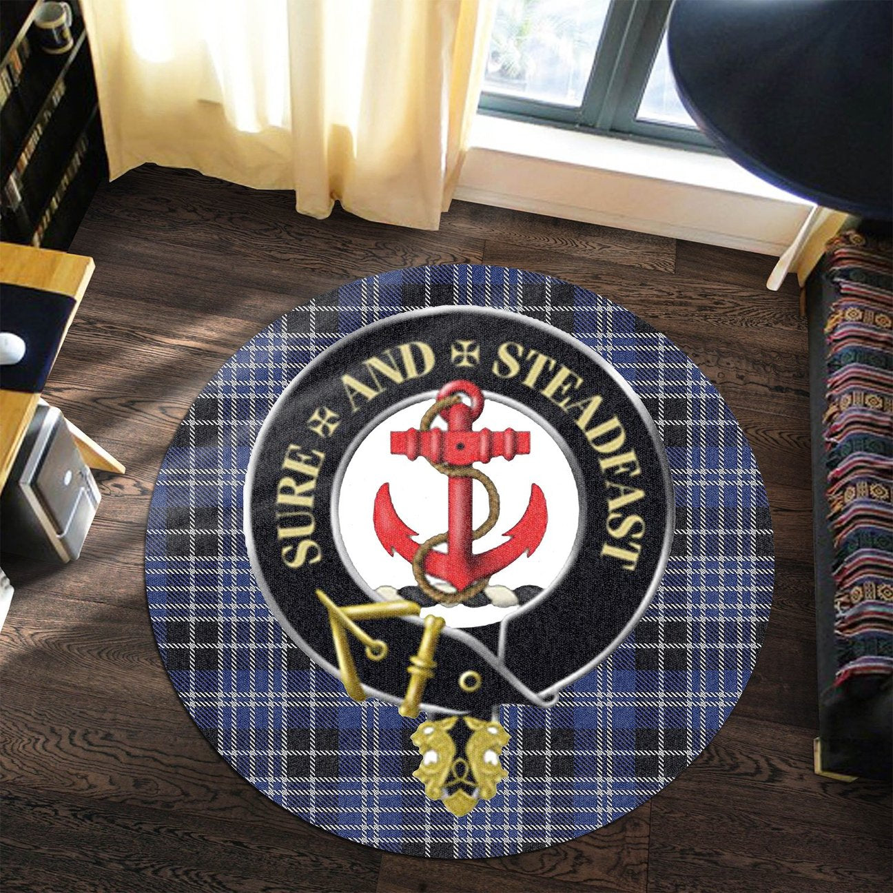 Clark Tartan Crest Round Rug