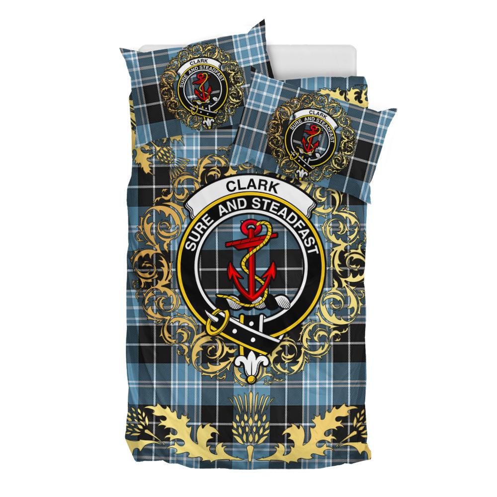 Clark Ancient Tartan Crest Bedding Set - Golden Thistle Style