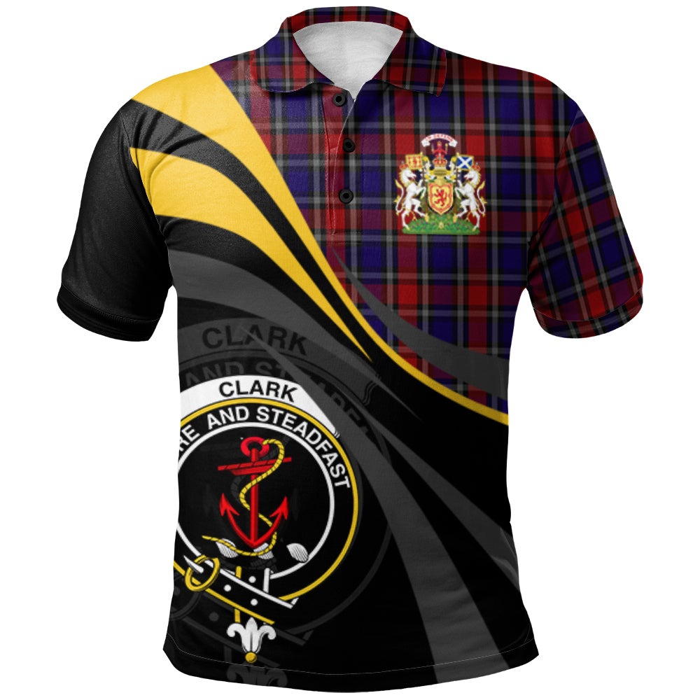 Clark Red Tartan Polo Shirt - Royal Coat Of Arms Style