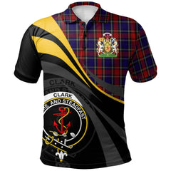 Clark Red Tartan Polo Shirt - Royal Coat Of Arms Style