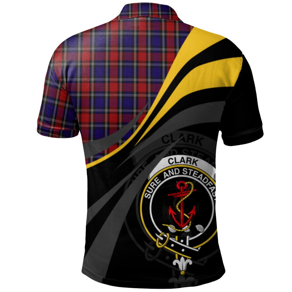 Clark Red Tartan Polo Shirt - Royal Coat Of Arms Style