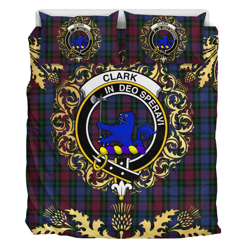 Clark (Lion) 01 Tartan Crest Bedding Set - Golden Thistle Style