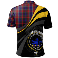 Clark (Lion) Red Tartan Polo Shirt - Royal Coat Of Arms Style