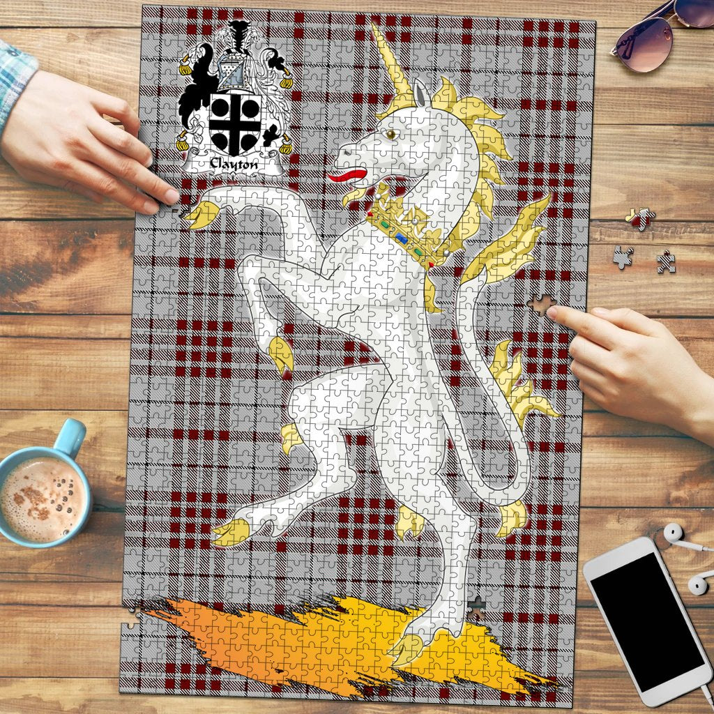 Clayton Tartan Crest Unicorn Scotland Jigsaw Puzzles