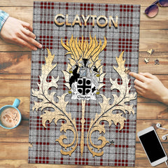 Clayton Tartan Crest Thistle Jigsaw Puzzles