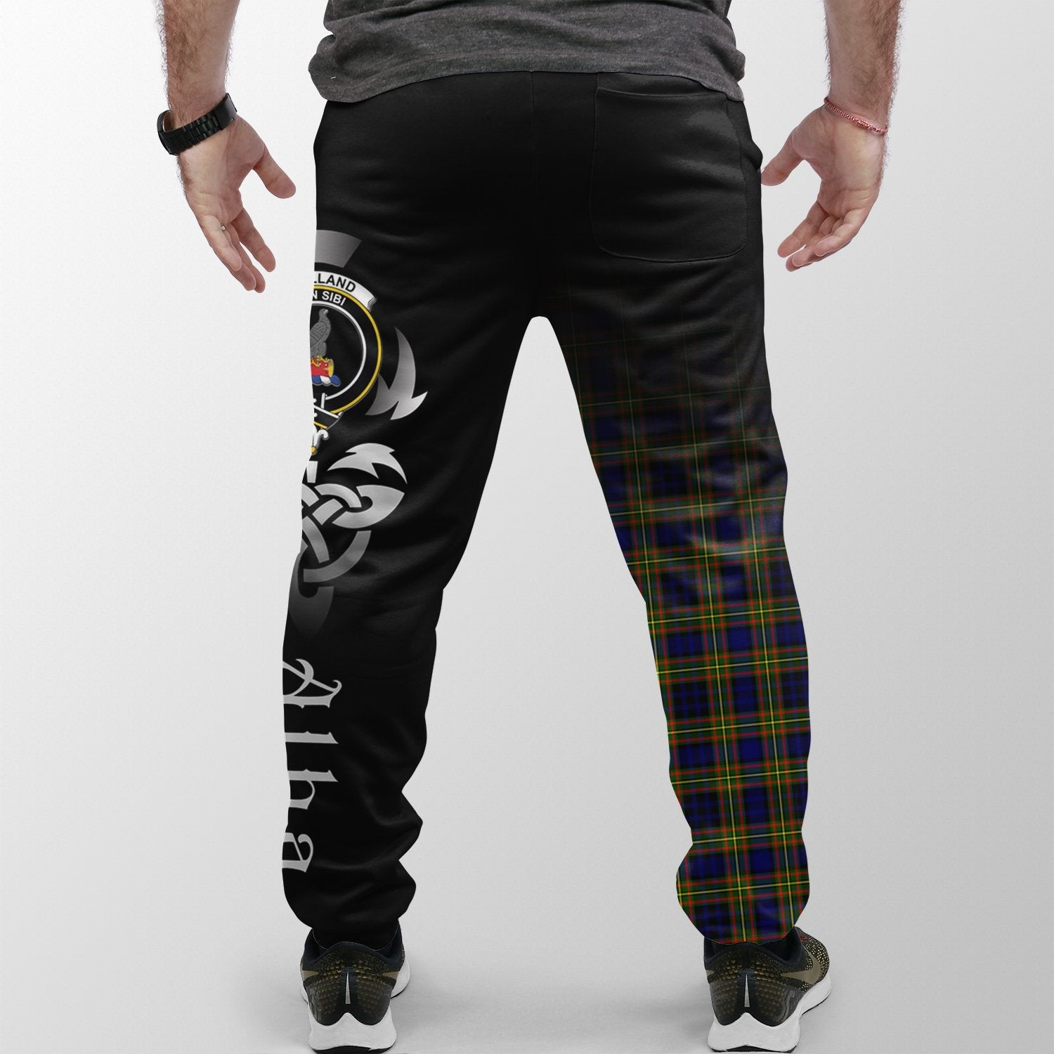 Clelland Modern Tartan Crest Jogger Sweatpants - Alba Celtic Style