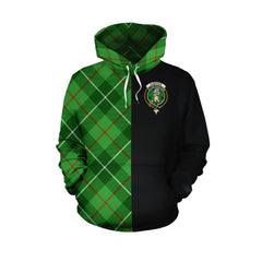 Clephan Tartan Hoodie Half of Me - Cross Style