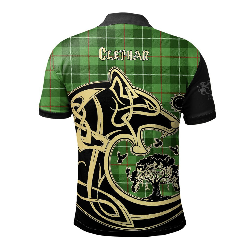 Clephan Tartan Polo Shirt Viking Wolf