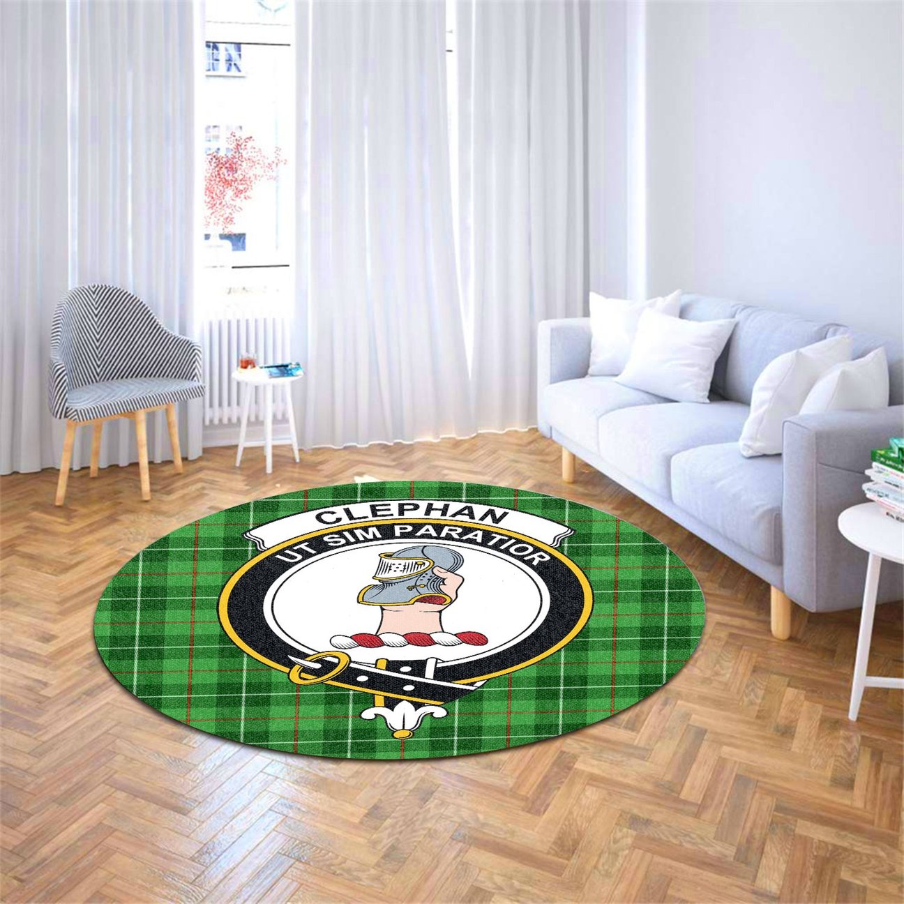 Clephan Tartan Crest Round Rug