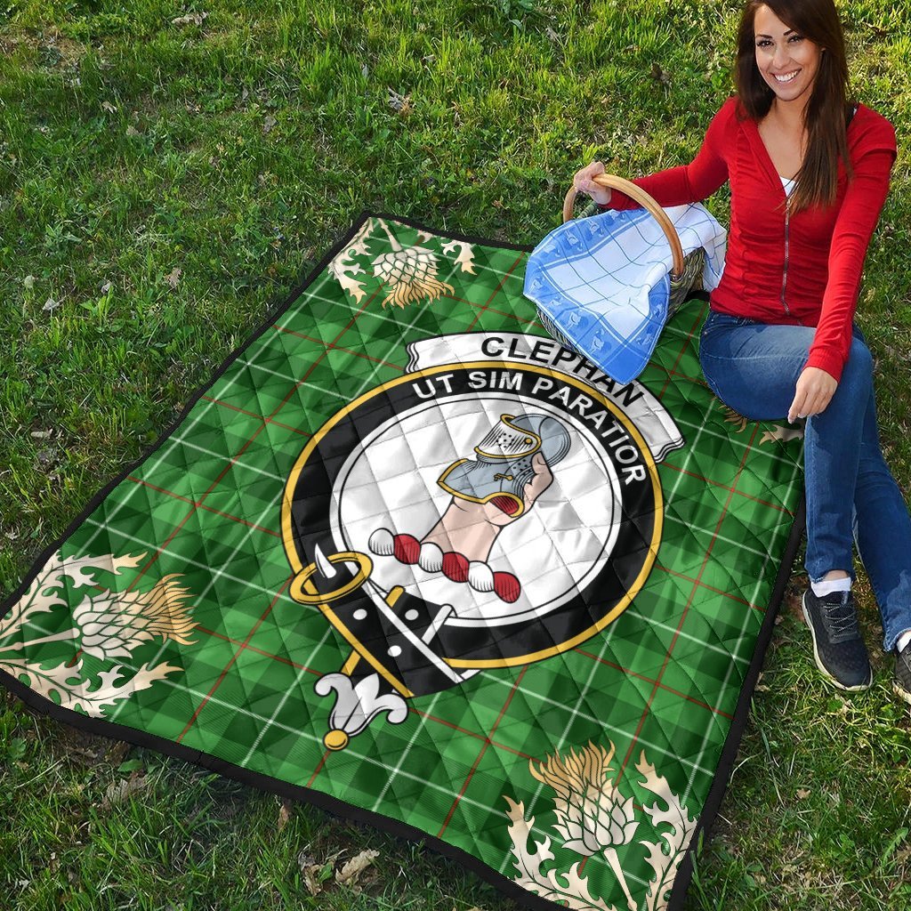 Clephan Tartan Crest Premium Quilt - Gold Thistle Style