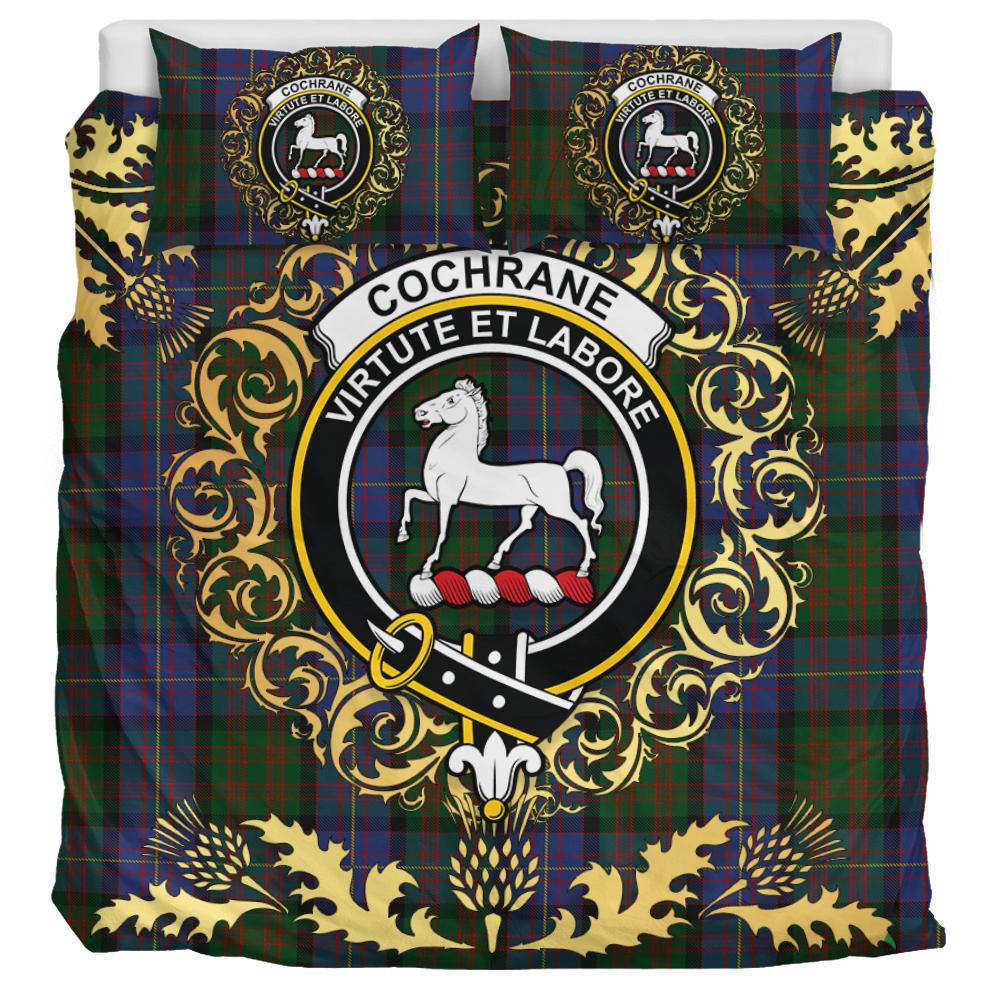 Cochrane 03 Tartan Crest Bedding Set - Golden Thistle Style
