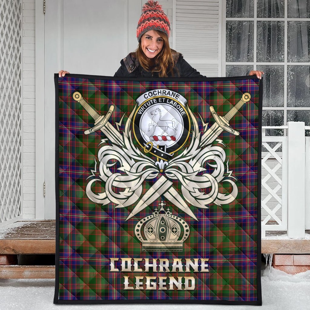 Cochrane Modern Tartan Crest Legend Gold Royal Premium Quilt