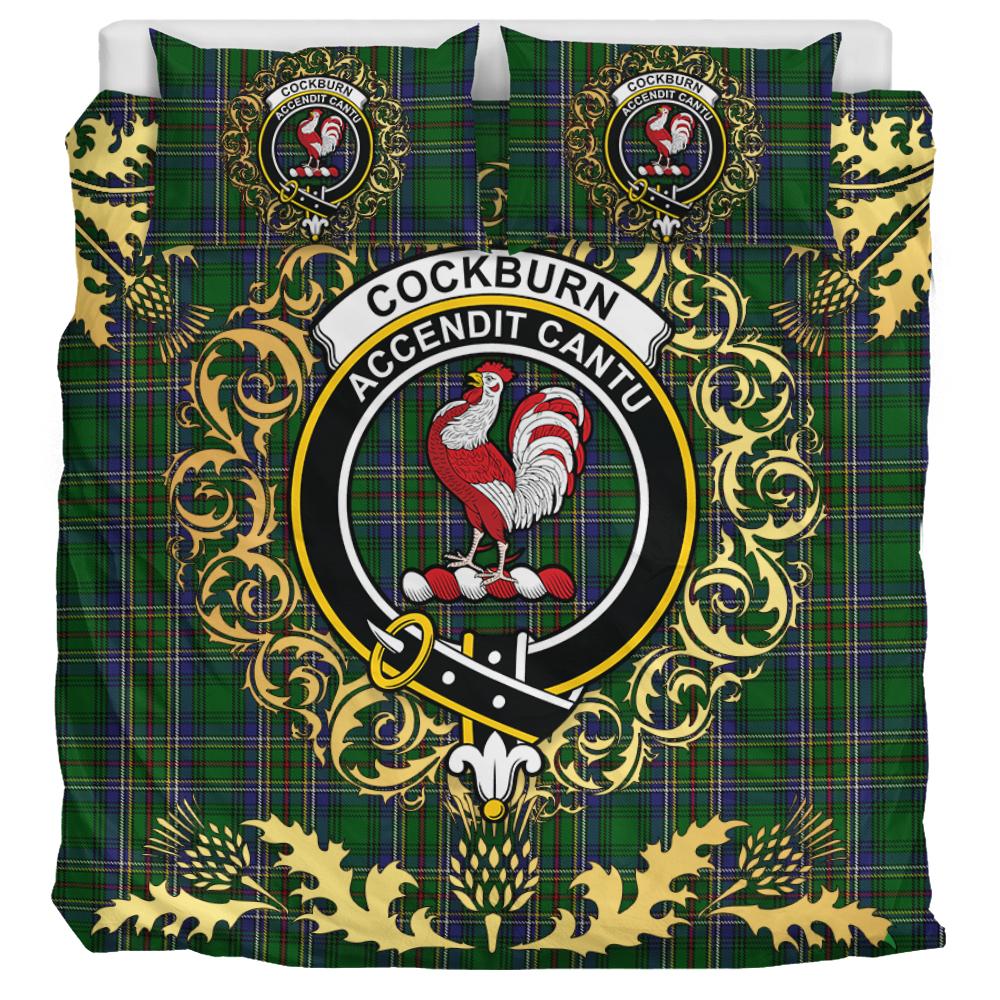 Cockburn 01 Tartan Crest Bedding Set - Golden Thistle Style