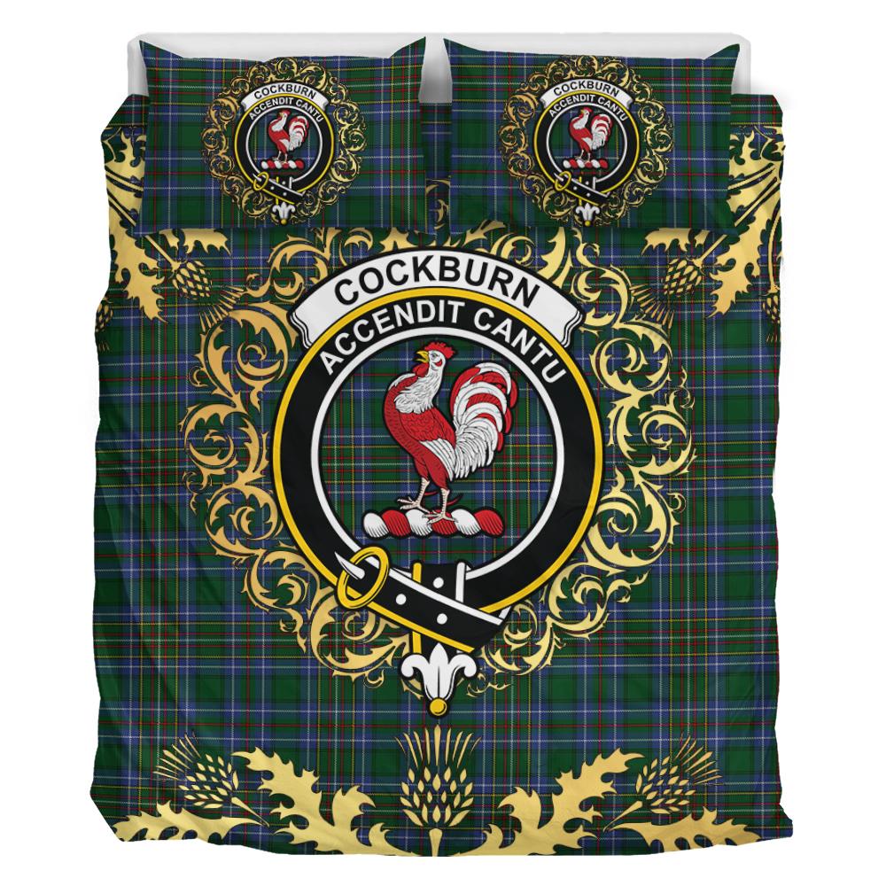 Cockburn 02 Tartan Crest Bedding Set - Golden Thistle Style