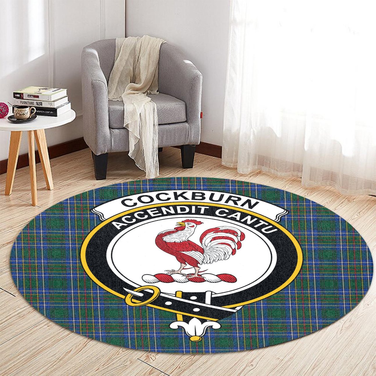 Cockburn Ancient Tartan Crest Round Rug