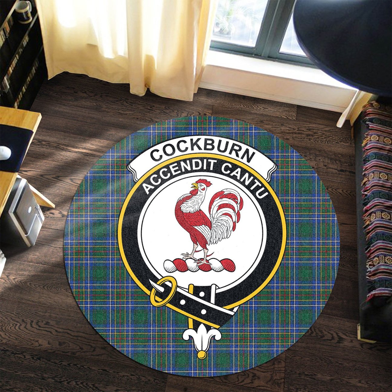 Cockburn Ancient Tartan Crest Round Rug