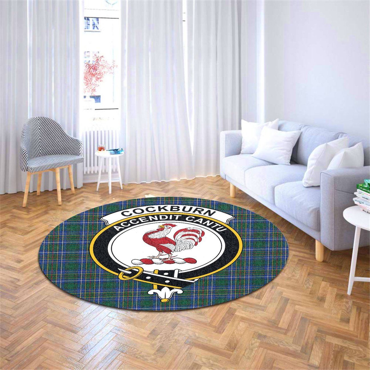 Cockburn Ancient Tartan Crest Round Rug