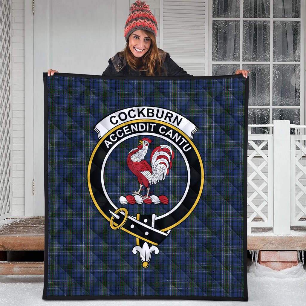 Cockburn Blue Tartan Crest Quilt