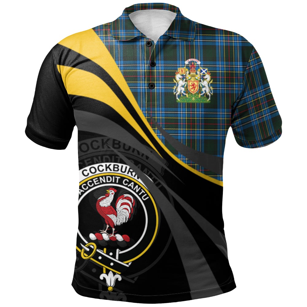 Cockburn Modern Tartan Polo Shirt - Royal Coat Of Arms Style