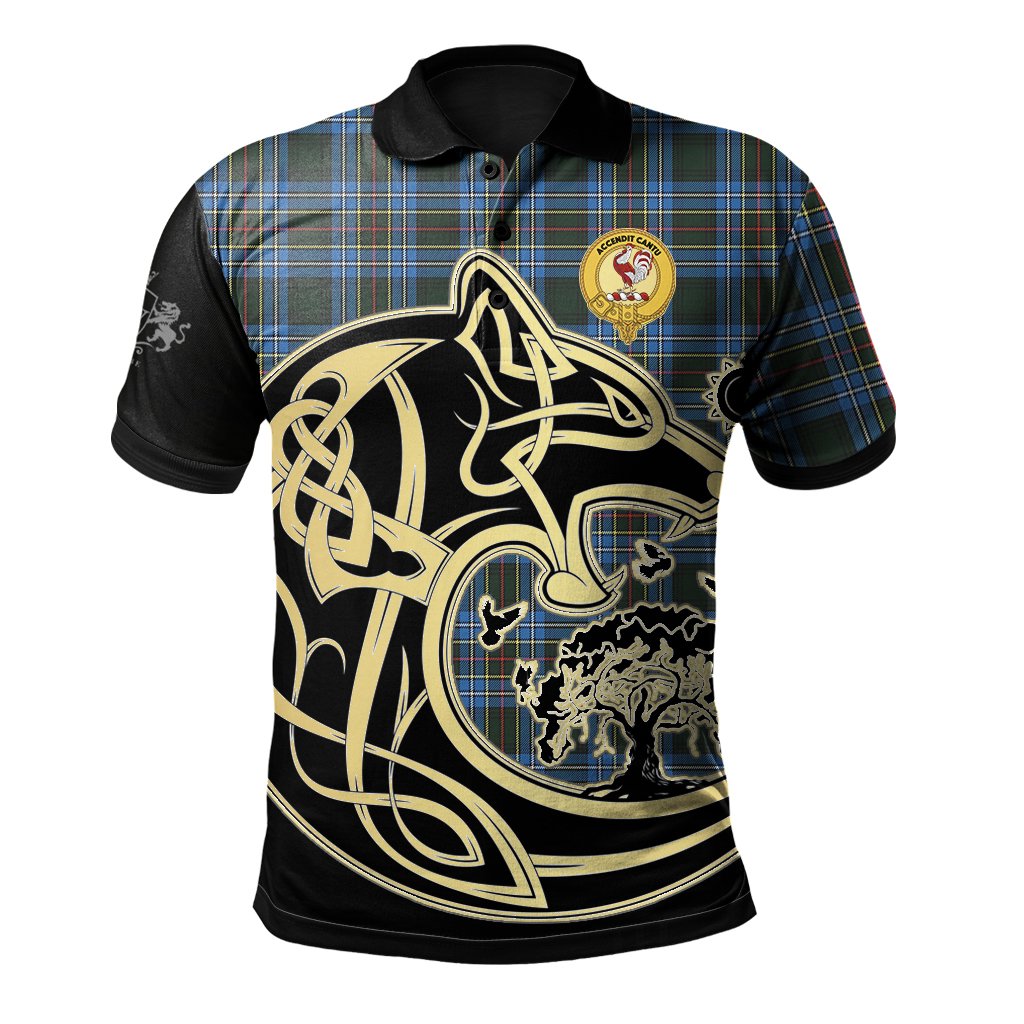 Cockburn Modern Tartan Polo Shirt Viking Wolf