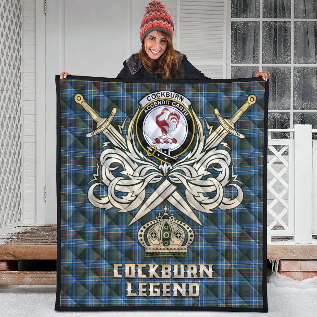 Cockburn Modern Tartan Crest Legend Gold Royal Premium Quilt