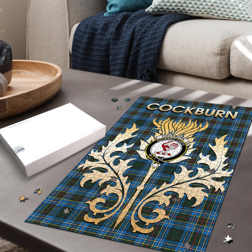 Cockburn Modern Tartan Crest Thistle Jigsaw Puzzles