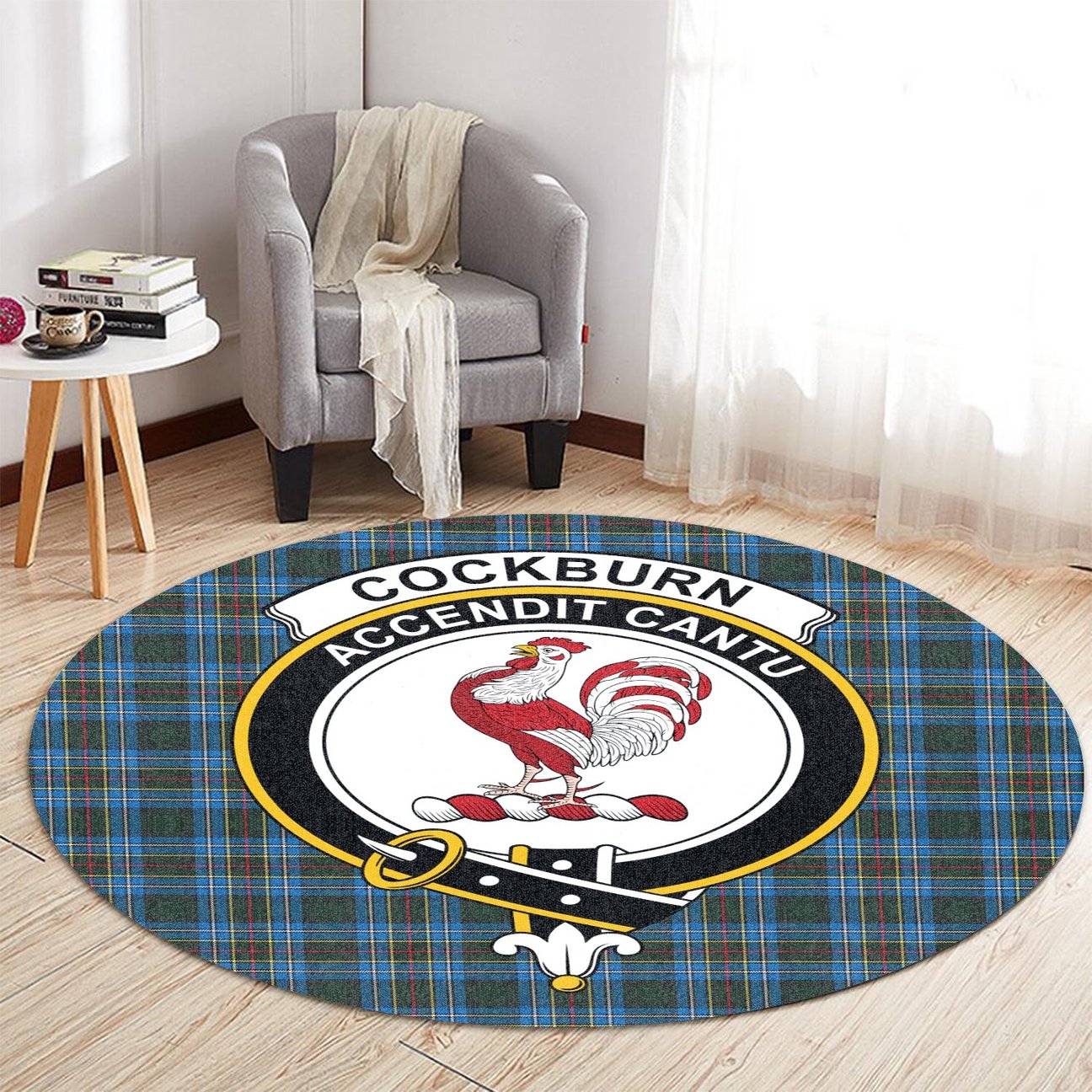 Cockburn Modern Tartan Crest Round Rug